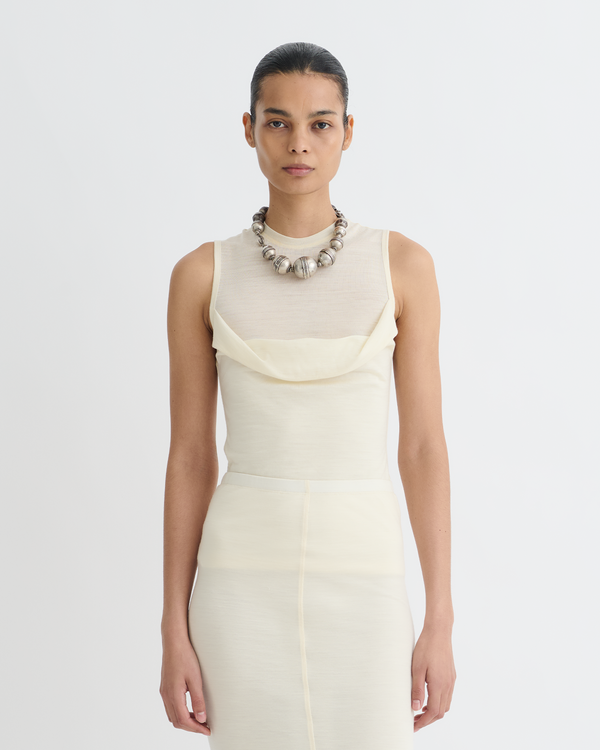 nanushka Orien - Draped Wool Jersey Top - Creme