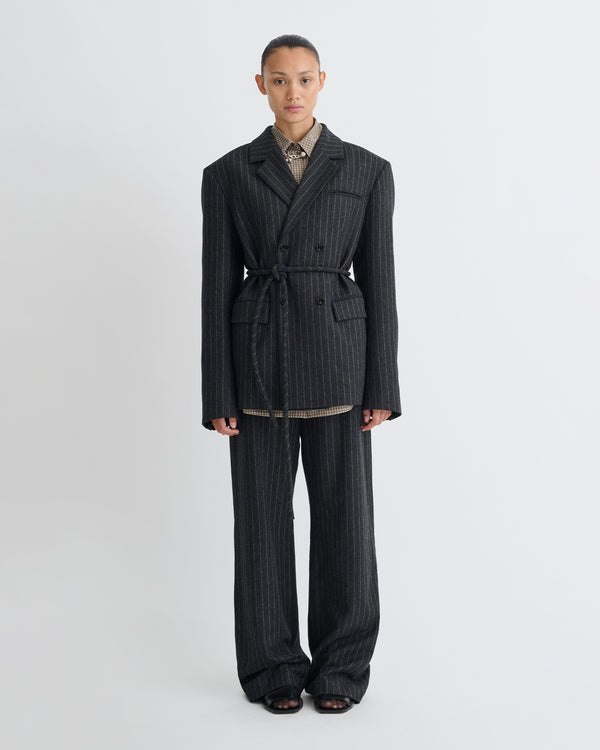 Nanushka Osono - Pinstripe Wool Blazer - Black/Grey