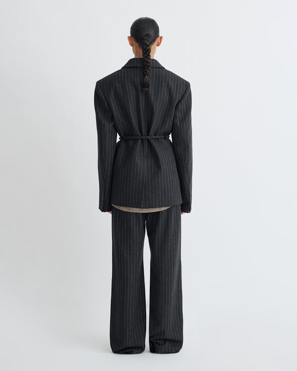 Nanushka Osono - Pinstripe Wool Blazer - Black/Grey
