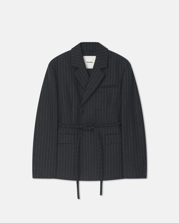 nanushka Osono - Pinstripe Wool Blazer - Black/Grey