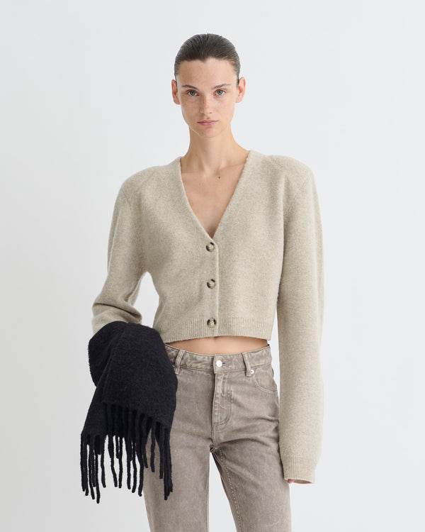 Nanushka Raddix - Overwashed Merino Cardigan - Oatmeal