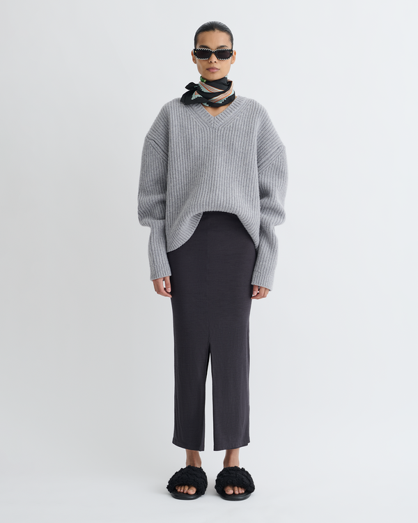 nanushka Rafa - Wool Jersey Midi Skirt - Grey