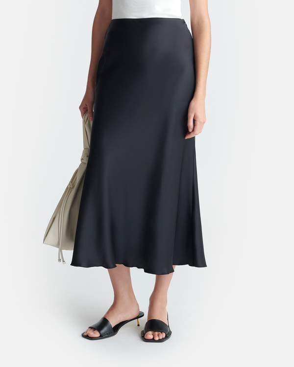 Nanushka Razi - Slip Satin Midi Skirt - Black
