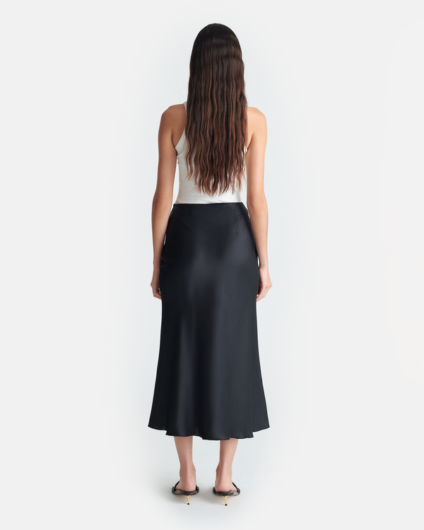 Nanushka Razi - Slip Satin Midi Skirt - Black