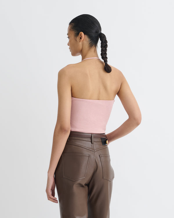 Nanushka Rissa - Halter Neck Mesh Jersey Top - Pink