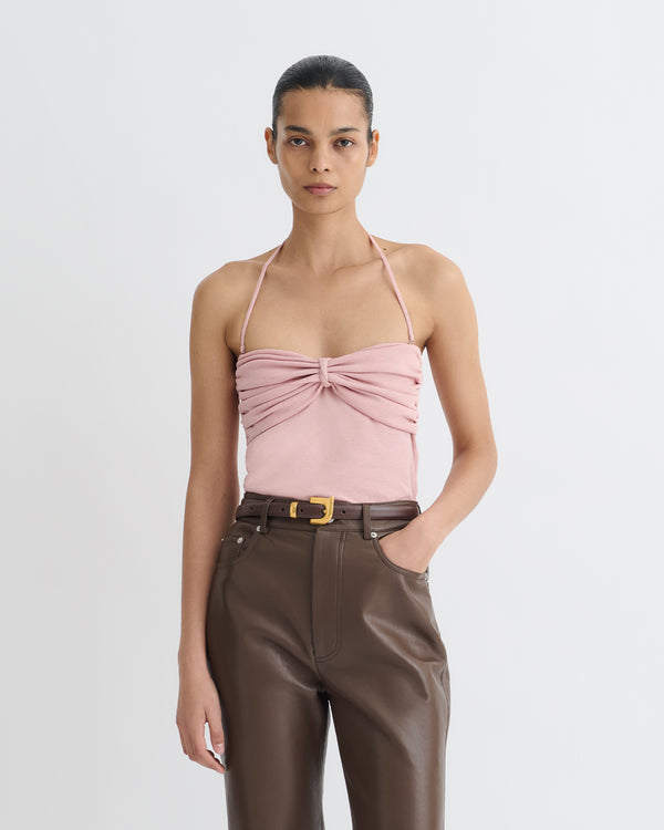 nanushka Rissa - Halter Neck Mesh Jersey Top - Pink