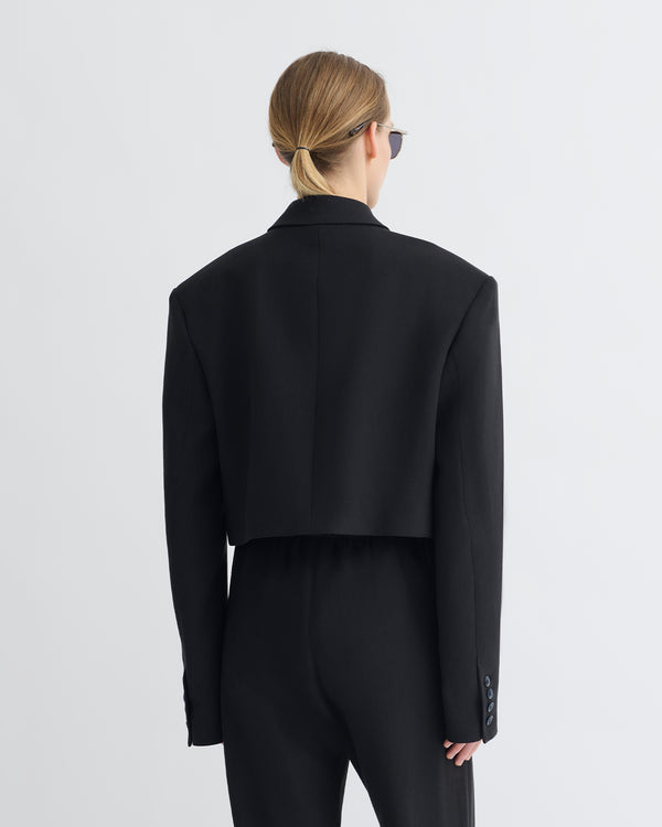 Nanushka Rony - Cropped Crepe Twill Blazer - Black