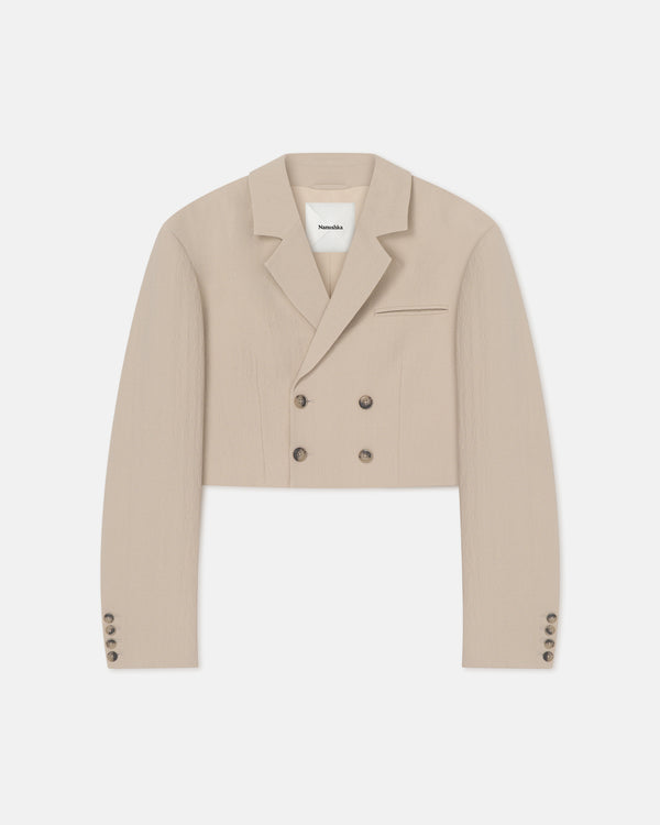 nanushka Rony - Seersucker Suiting Blazer - Sand