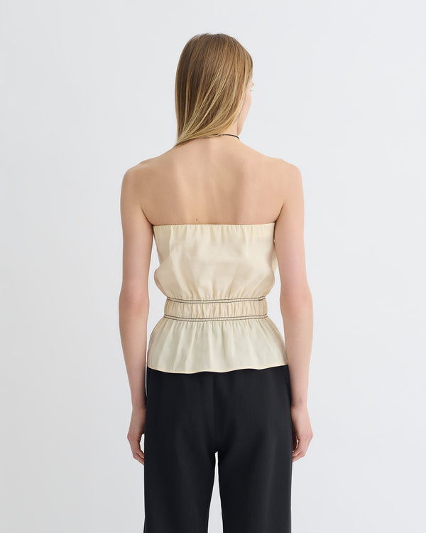 Nanushka Rosey - Glass Poplin Bandeau Top - Oat