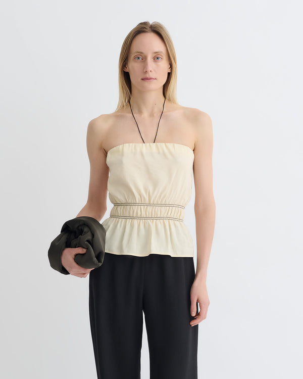 nanushka Rosey - Glass Poplin Bandeau Top - Oat