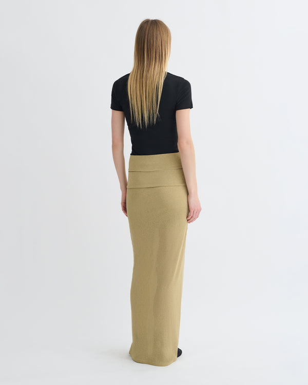 Nanushka Shanda - Draped Mesh Jersey Maxi Skirt - Sand