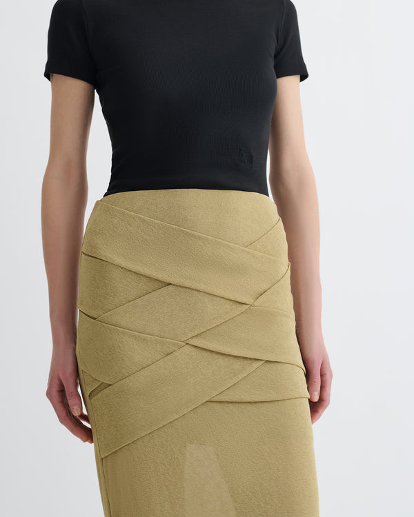 Nanushka Shanda - Draped Mesh Jersey Maxi Skirt - Sand