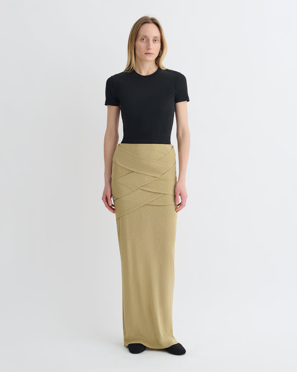 nanushka Shanda - Draped Mesh Jersey Maxi Skirt - Sand