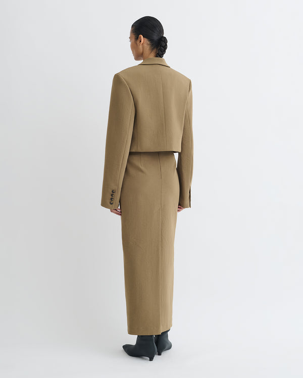 Nanushka Sinead - Cropped Paper Jersey Blazer - Brown