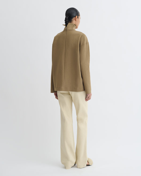 Nanushka Sitara - Paper Jersey Turtleneck Top - Brown
