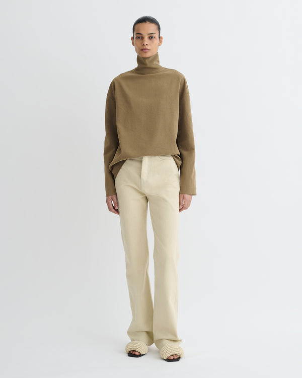 Nanushka Sitara - Paper Jersey Turtleneck Top - Brown