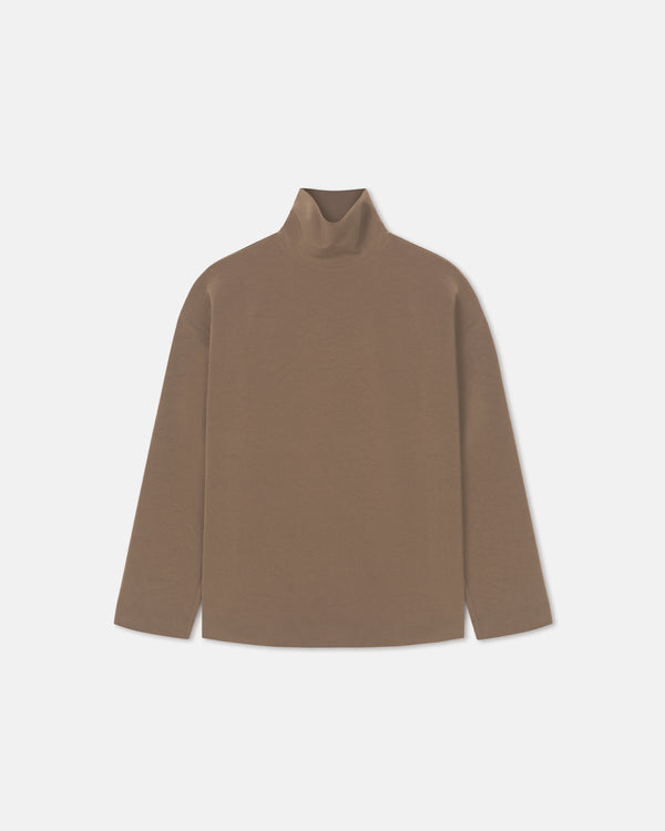 Nanushka Sitara - Paper Jersey Turtleneck Top - Brown