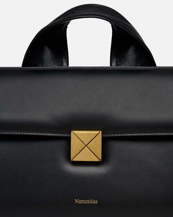 Nanushka The SANDI Lock - Top Handle Bag - Black