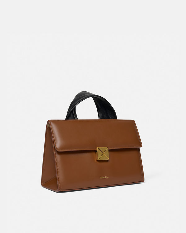 Nanushka The SANDI Lock - Top Handle Bag - Tan