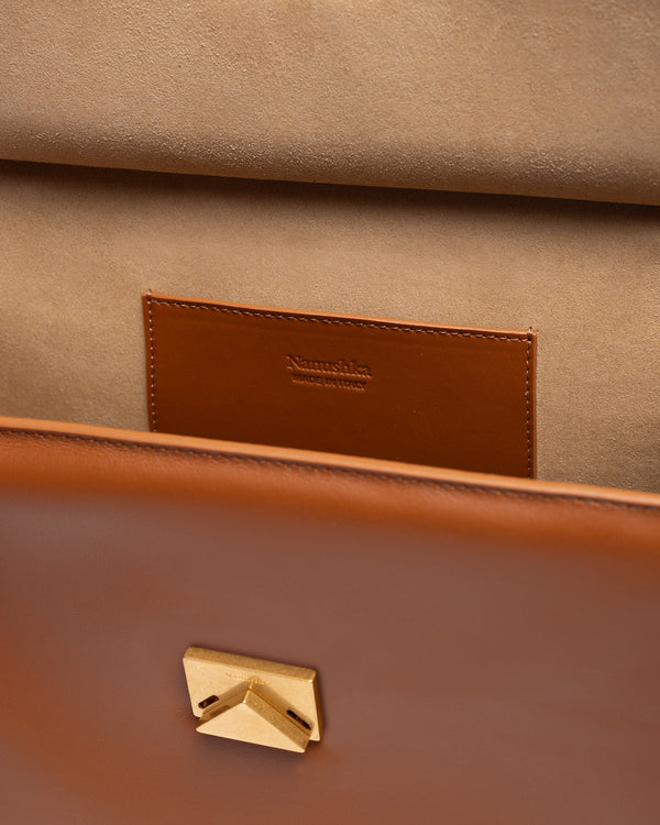 Nanushka The SANDI Lock - Top Handle Bag - Tan