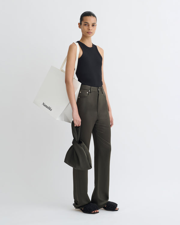 Nanushka Tita - Slip Satin Pants - Dark Green