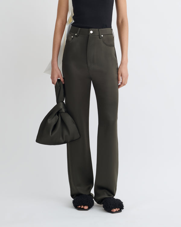 Nanushka Tita - Slip Satin Pants - Dark Green