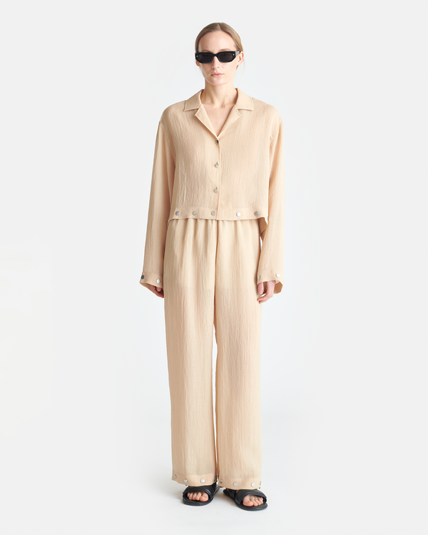 Nanushka Vally - Studded Cropped Gauze Shirt - Wax