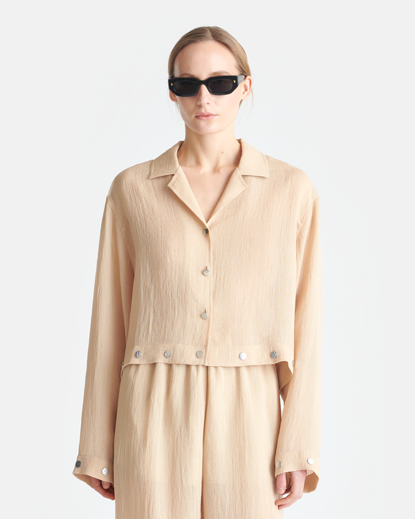 nanushka Vally - Studded Cropped Gauze Shirt - Wax