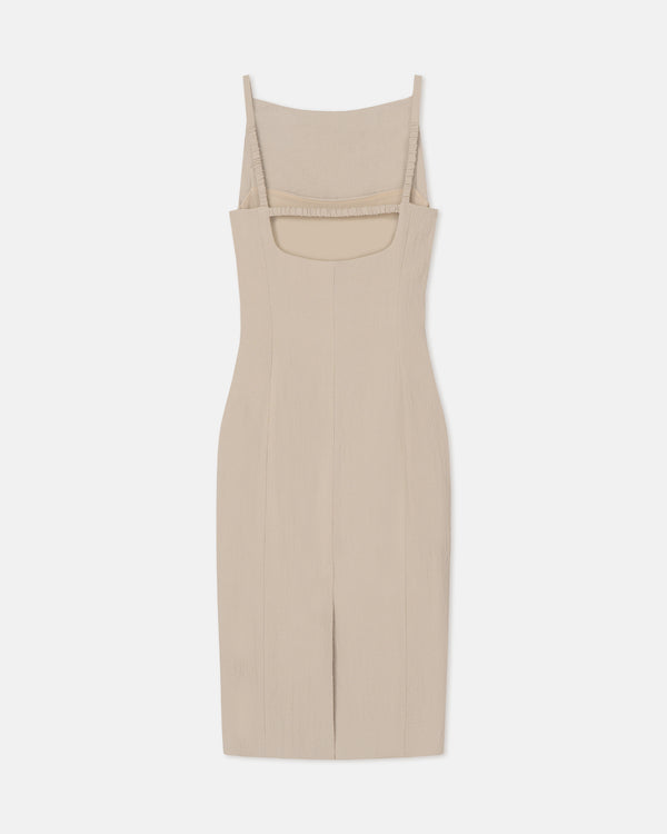 Nanushka Vittoria - Seersucker Suiting Dress - Sand