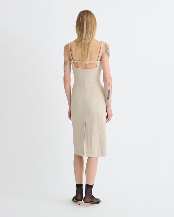 Nanushka Vittoria - Seersucker Suiting Dress - Sand