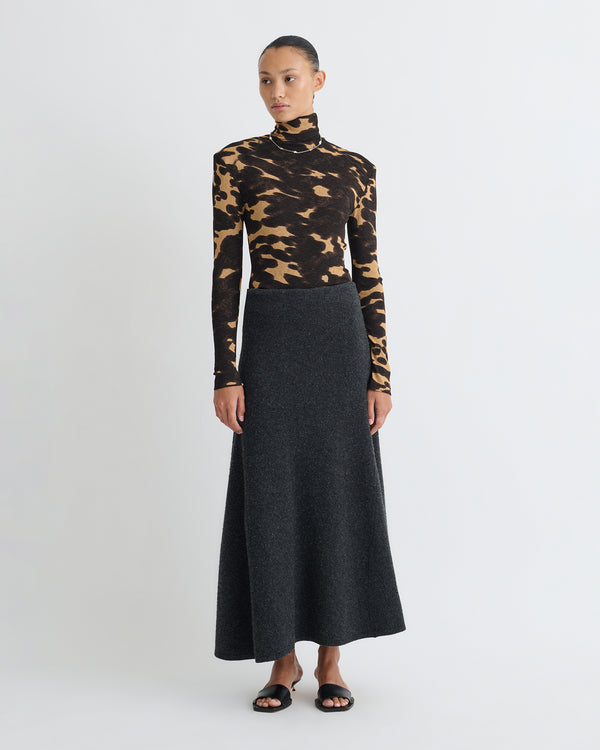 Nanushka Nayeli - Mesh Jersey Long Sleeved Top - Midnight Mocha Apricot