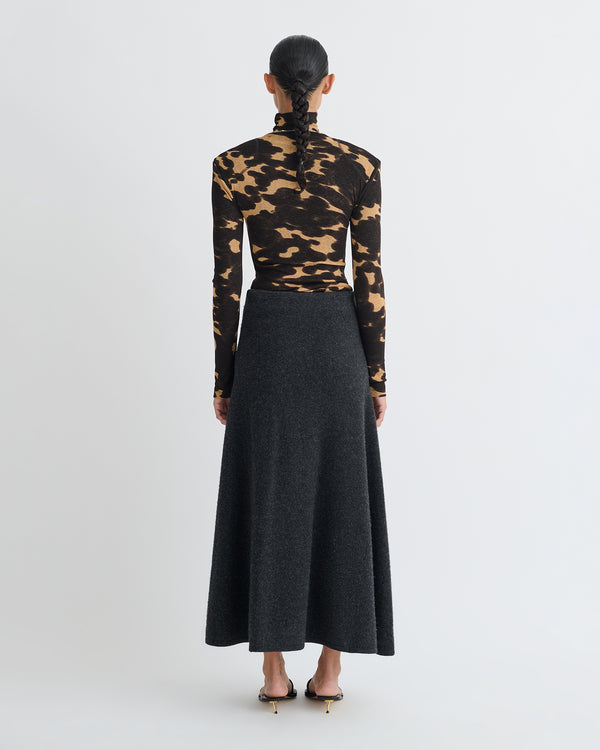 Nanushka Nayeli - Mesh Jersey Long Sleeved Top - Midnight Mocha Apricot