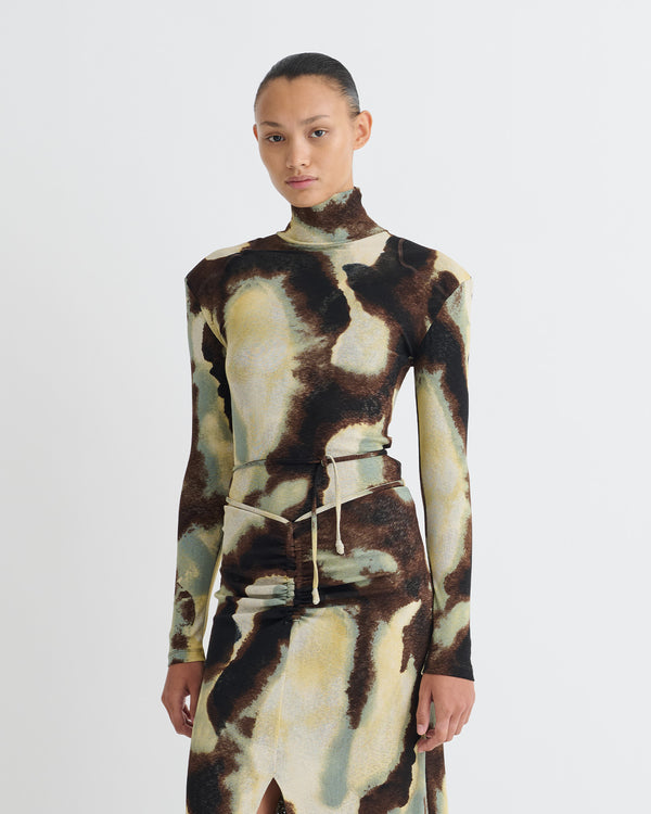 Nanushka Nayeli - Mesh Jersey Long Sleeved Top - Watercolor Sage