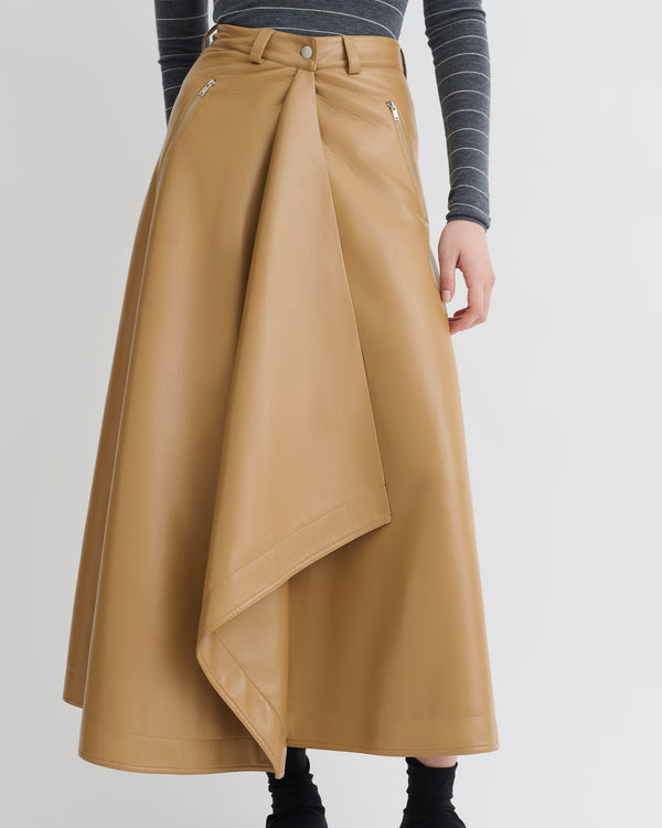 Nanushka Neith - Draped Okobor™ Alt-Leather Skirt - Oak