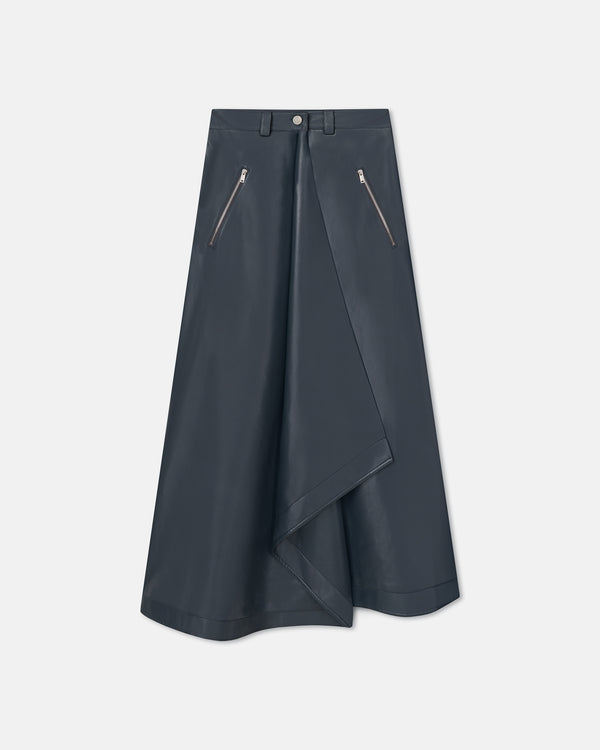 nanushka Neith - Draped Okobor™ Alt-Leather Skirt - Steel Blue