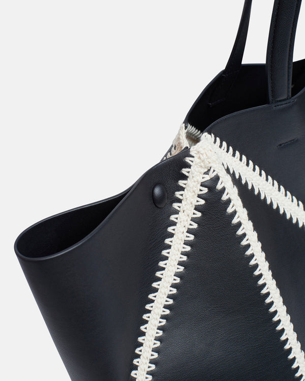 Nanushka Origami Tote - Alt-Nappa Crochet Tote - Black/Crème