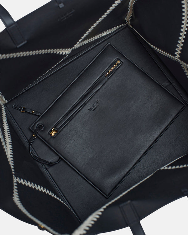 Nanushka Origami Tote - Alt-Nappa Crochet Tote - Black/Crème