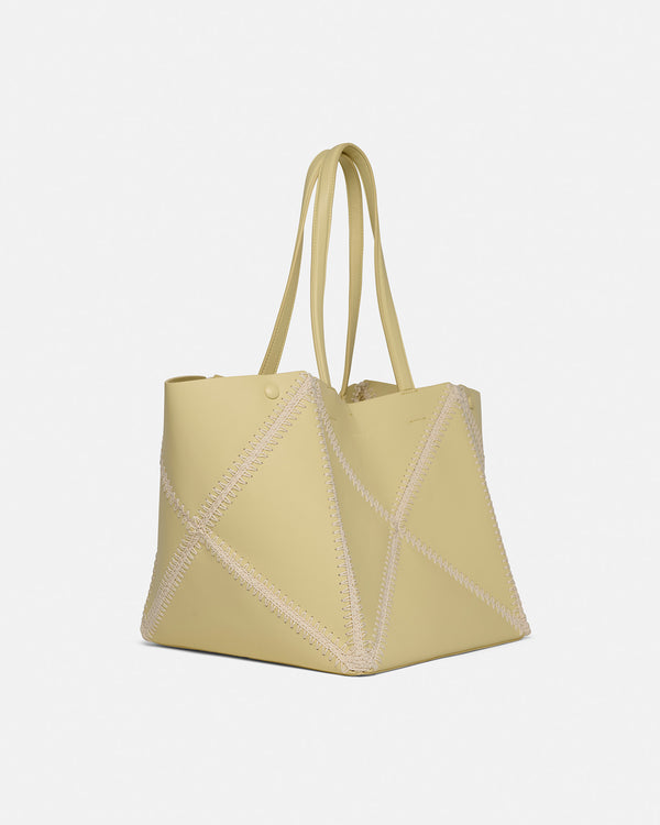 Nanushka Origami Tote - Alt-Nappa Crochet Tote - Moonbeam/Crème