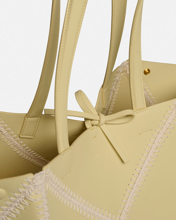 Nanushka Origami Tote - Alt-Nappa Crochet Tote - Moonbeam/Crème