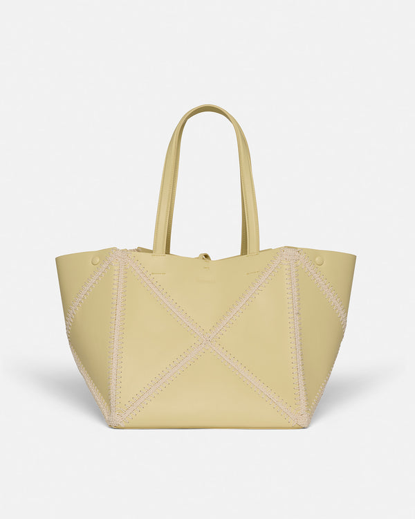 nanushka Origami Tote - Alt-Nappa Crochet Tote - Moonbeam/Crème