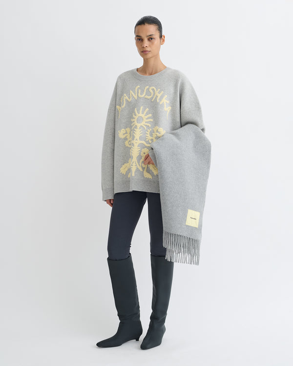Nanushka Oswin - Merino And Terry Jacquard Sweater - Light Grey/Creme Papercut