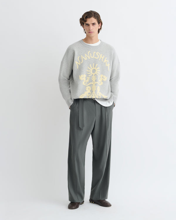 Nanushka Oswin - Merino And Terry Jacquard Sweater - Light Grey/Creme Papercut