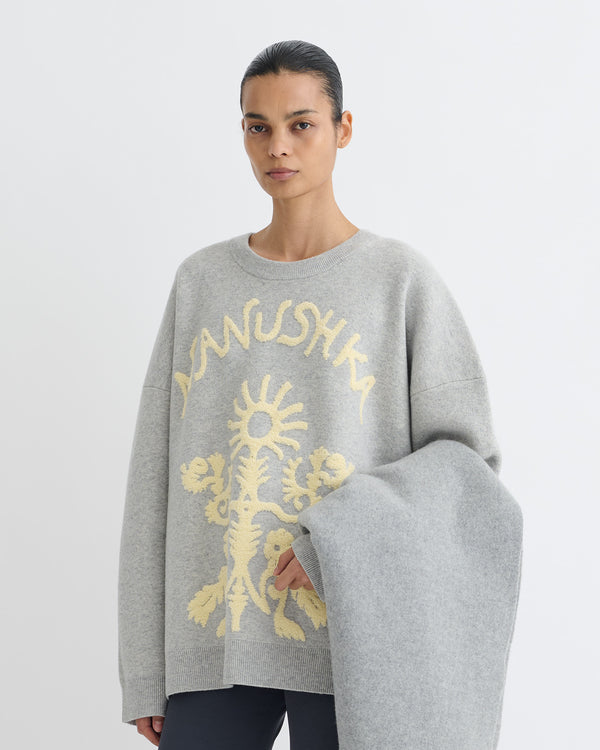 Nanushka Oswin - Merino And Terry Jacquard Sweater - Light Grey/Creme Papercut