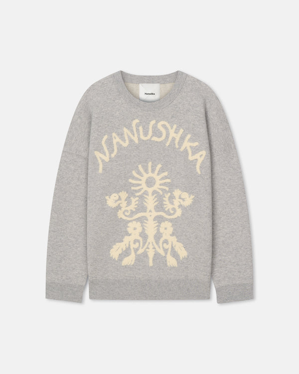 nanushka Oswin - Merino and Terry Jacquard Sweater - Light Grey/Creme Papercut