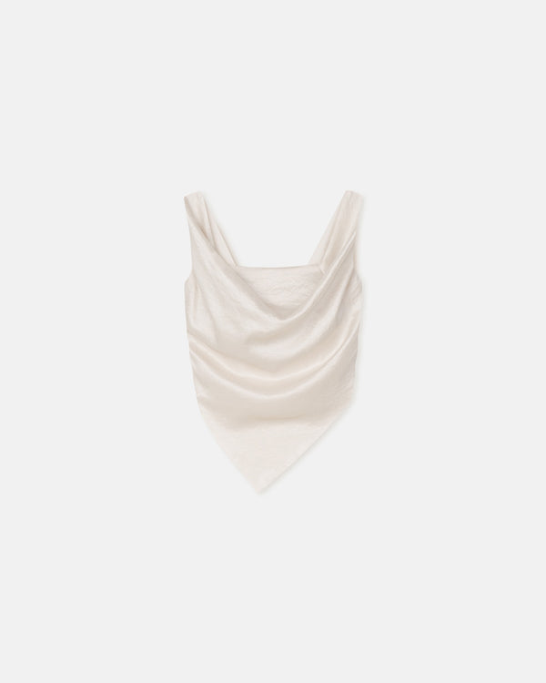 Nanushka Petra - Sleeveless Draped Slip Satin Top - Ecru