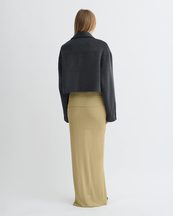 Nanushka Phebe - Cropped Double Wool Jacket - Grey Melange/Black