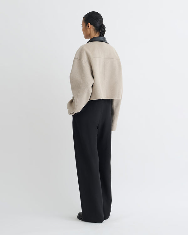 Nanushka Phebe - Cropped Double Wool Jacket - Stone/Black