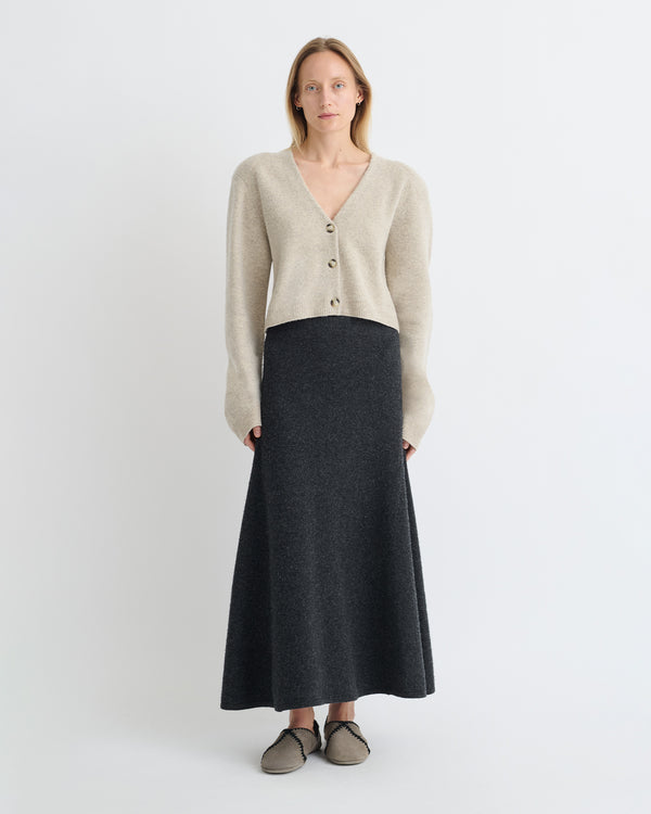 Nanushka Priel - Overwashed Merino Mid-Length Skirt - Charcoal