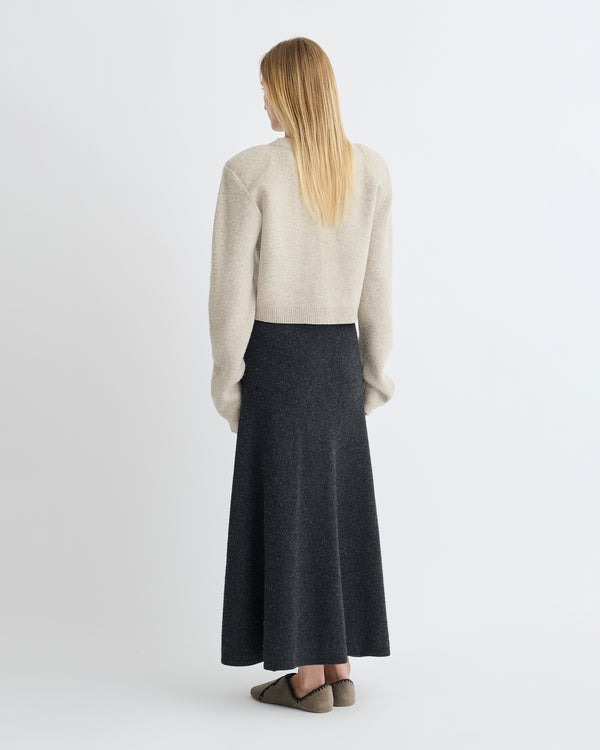 Nanushka Priel - Overwashed Merino Mid-Length Skirt - Charcoal