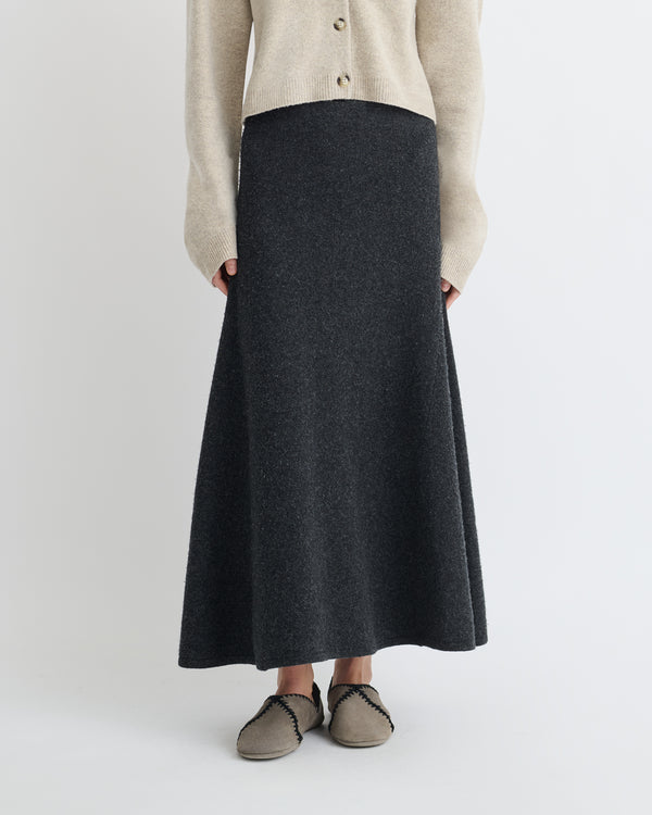 Nanushka Priel - Overwashed Merino Mid-Length Skirt - Charcoal